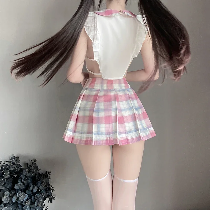 Женское белье японской школьницы для косплея, наряд для ролевых игр с мини-юбкой в складку, Маскарадный костюм, сексуальный студенческий костюм Unif