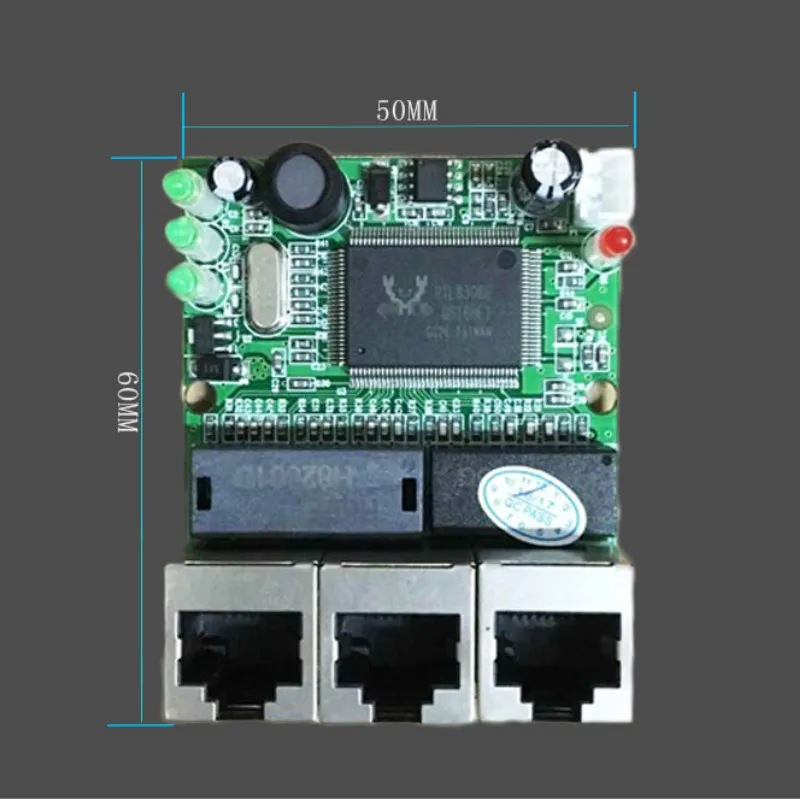 OEM factory direct mini fast 10/100 Мбит/с 3-портовый сетевой коммутатор Ethernet lan hub двухслойная печатная плата 5V 12V head port 3 switch