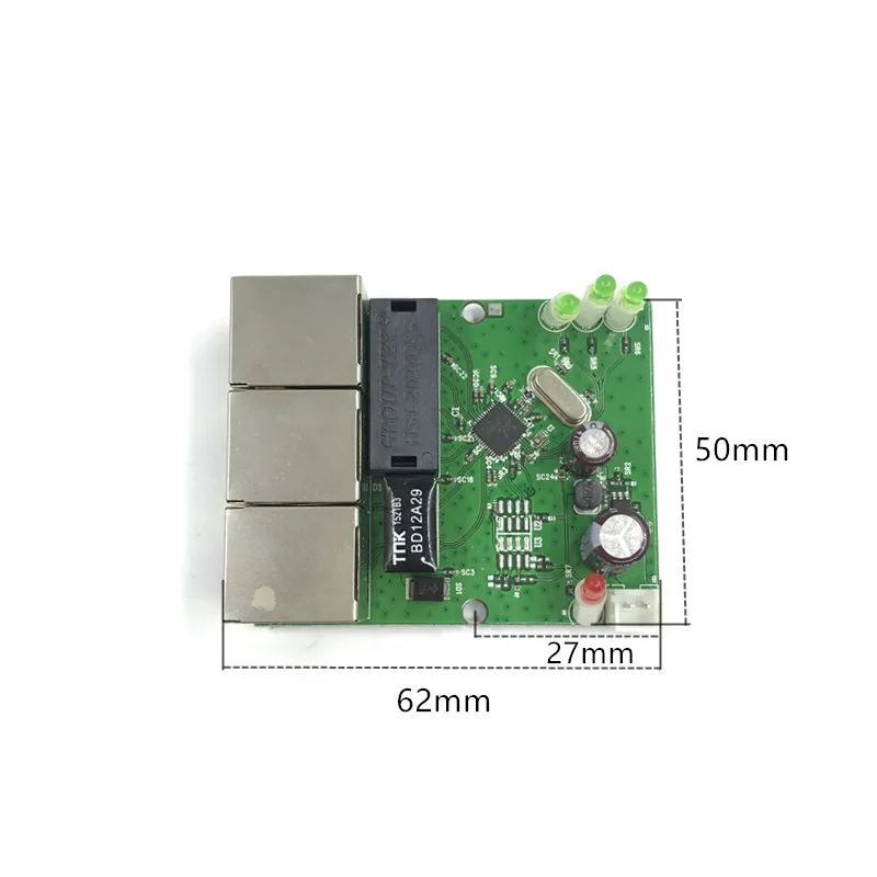 OEM factory direct mini fast 10/100 Мбит/с 3-портовый сетевой коммутатор Ethernet lan hub двухслойная печатная плата 5V 12V head port 3 switch
