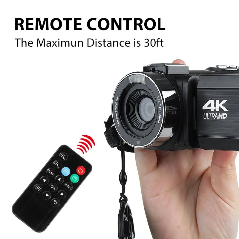 Видеокамера 4K Ultra HD 30MP WiFi DV Видеокамера Цифровая Видеокамера с поворотом на 270 градусов Сенсорный экран с 16-кратным цифровым зумом Камера