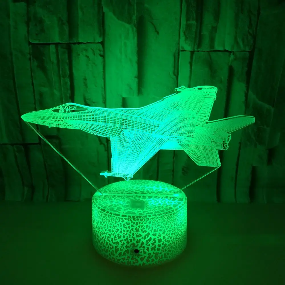 Nighdn 3D Светодиодный Ночник Самолет Визуальные Огни Сенсорный 7 Цветов, Меняющий Акриловую Настольную Лампу На День Рождения Рождественские Подарки для Детей Мальчик