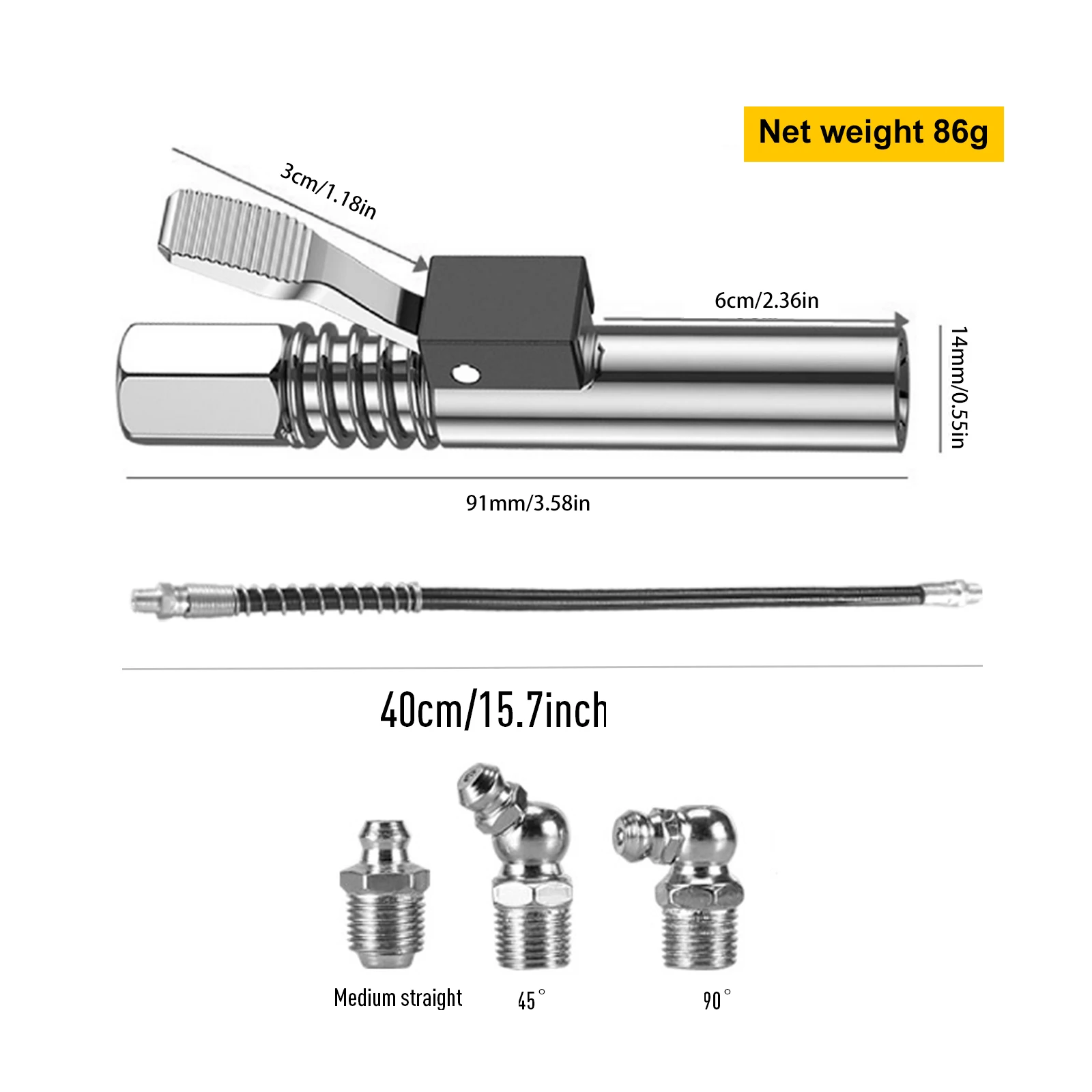 Соединительное устройство жиросжигателей Goramsay Быстро отсоединяет масложировой пистолет, оснащенный шлангом длиной 40 см и двумя ручками.