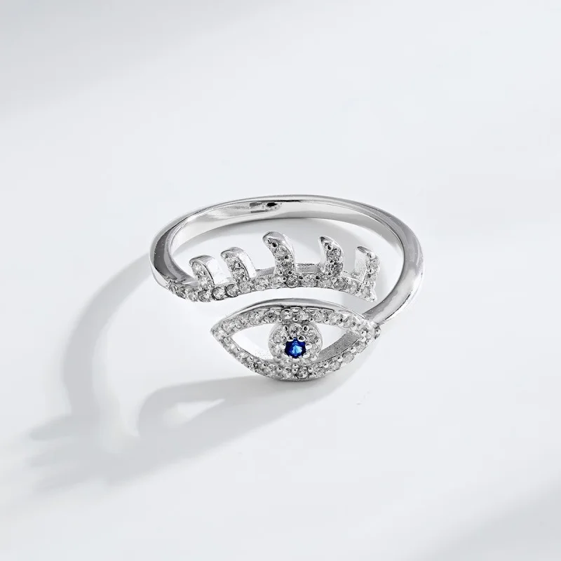 Турция Роскошные кольца для сглаза из циркона Стерлингового серебра 925 пробы с регулируемой короной для помолвки, открытый размер, изысканные ювелирные изделия для женщин, Тренд 2023 года
