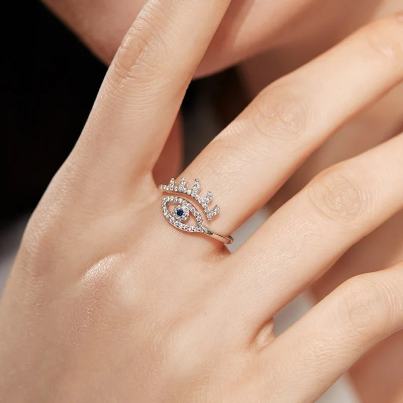 Турция Роскошные кольца для сглаза из циркона Стерлингового серебра 925 пробы с регулируемой короной для помолвки, открытый размер, изысканные ювелирные изделия для женщин, Тренд 2023 года