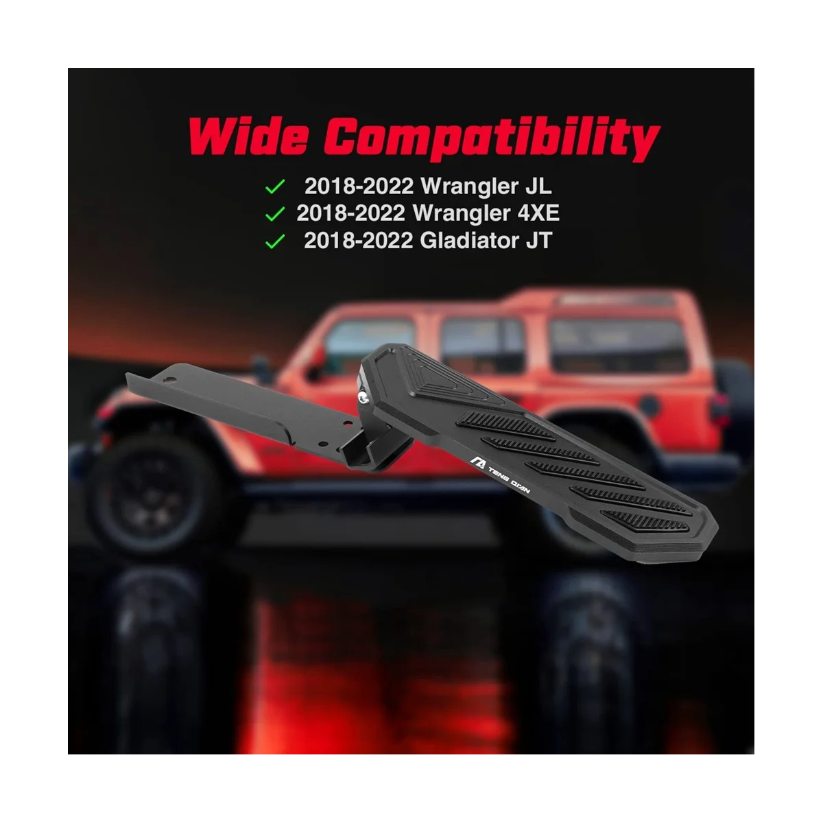 Накладка для ног водителя с мертвой Педалью - Противоскользящая панель с левой стороны для Jeep Wrangler JL 4XE Gladiator JT 2018-2022 (черный)