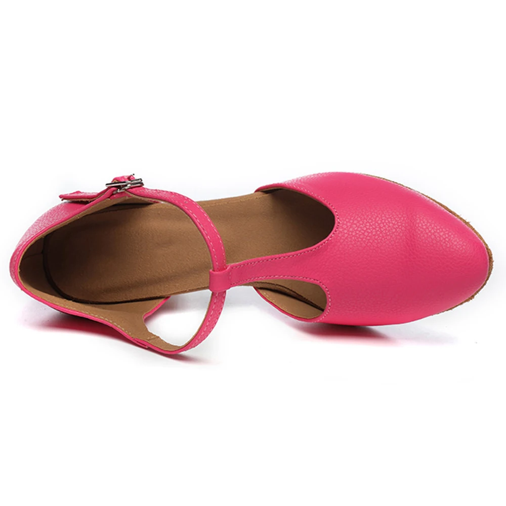 Розово-розовая женская элегантная обувь для бальных танцев, светская вечеринка, вальс, танго, танцевальная обувь, современная обувь для латиноамериканской сальсы с закрытым носком