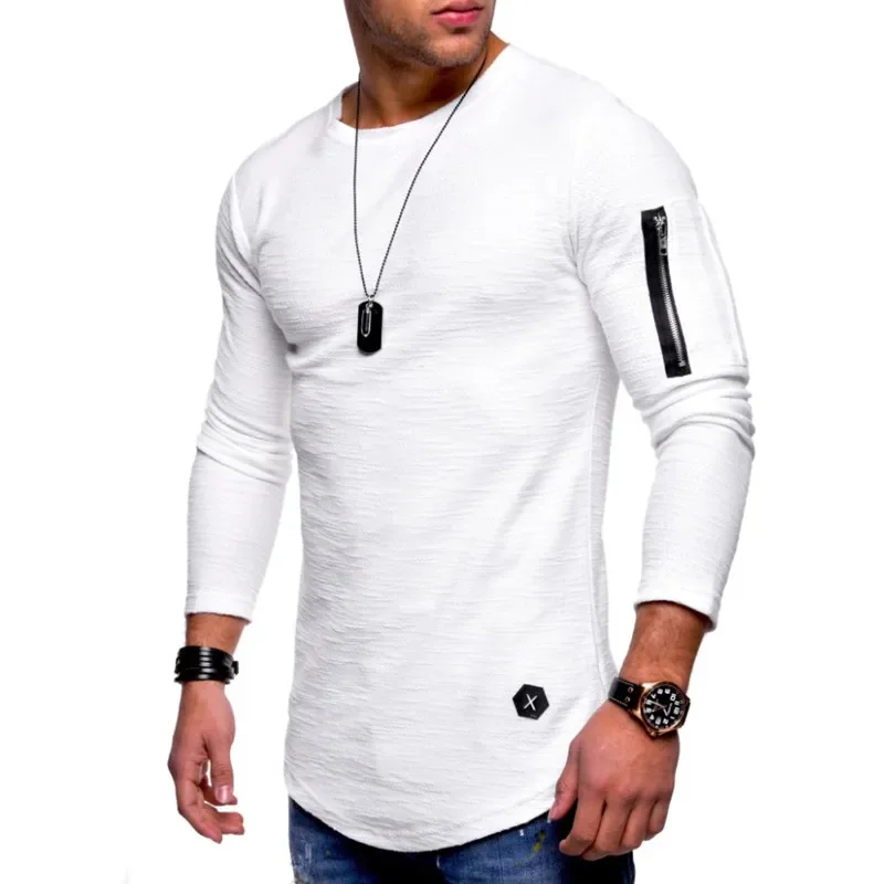 B605 новая футболка мужская весенне-летняя футболка мужская хлопковая футболка с длинными рукавами для бодибилдинга складная