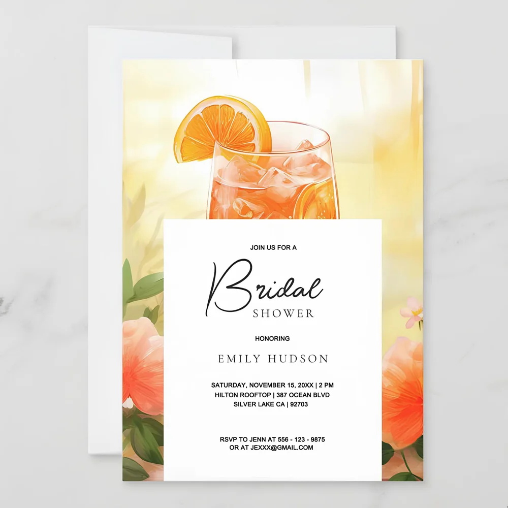 Изготовленные на заказ пригласительные открытки на свадебный душ, персонализированные бумажные пригласительные открытки на свадьбу, Приглашения на свадебный душ с цветами и фруктами