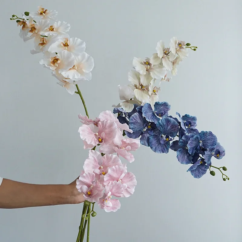 9 головок больших искусственных цветов Орхидеи в европейском ретро стиле Мотылек Бабочка Орхидеи Украшение для дома Свадебной вечеринки искусственный шелк Флорес