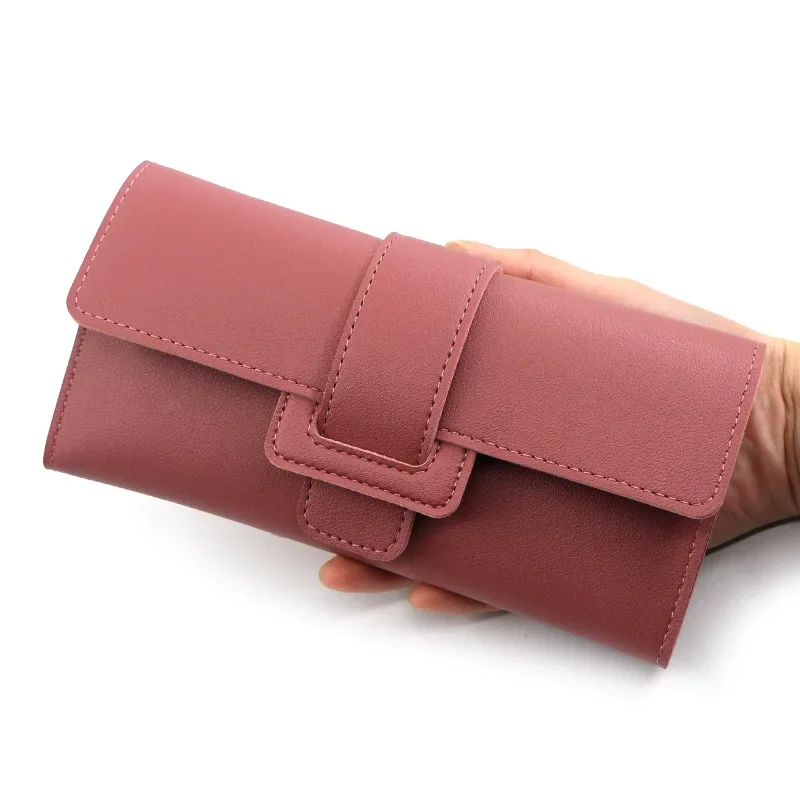 Новая модная универсальная простая женская сумочка, длинный индивидуальный клатч, трехстворчатая сумка с пряжкой, карта