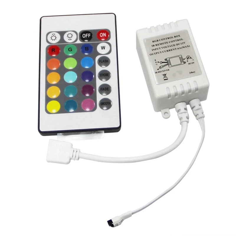 Новый 1 шт 44-Клавишный ИК-Пульт Дистанционного Управления Для Светодиодных Полос RGB 5050 и 1 шт светодиодный RGB-Контроллер Управления IR FB 24 Клавиши Белый