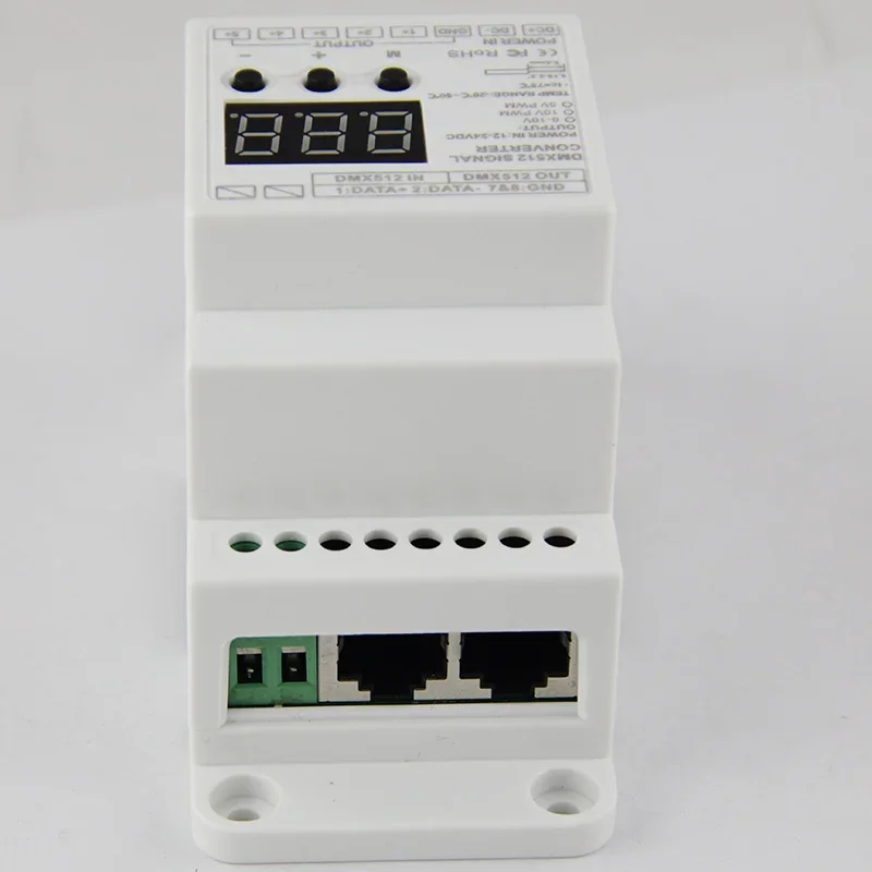 12 В-24 В DIN-рейка 5 каналов RGBW/CW DMX512 Светодиодный Контроллер DMX512/1990 преобразователь сигнала 0-10 В в сигнал/PWM 5 В, PWM 10 В преобразователь сигнала DMX