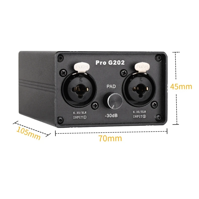 Аудиоизолятор Pro G202 Двухканальный Аудиоизолятор 6.5 XLR Текущий Звук Микшер Шума Микрофон Общий Фильтр Заземления