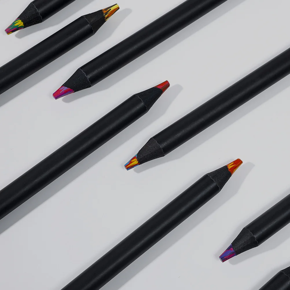 12шт Красочные карандаши для граффити Цветные карандаши с сердцевиной Деревянные карандаши для рисования Цветные карандаши для рисования