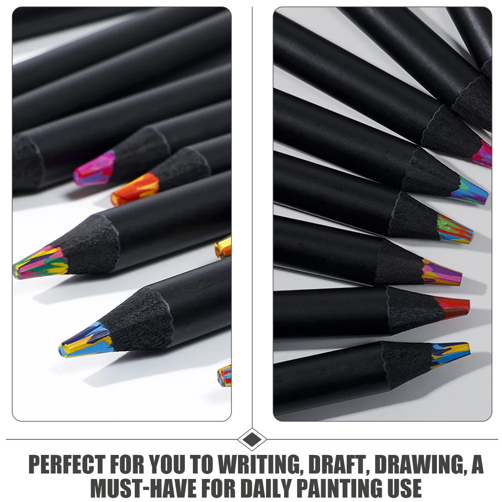12шт Красочные карандаши для граффити Цветные карандаши с сердцевиной Деревянные карандаши для рисования Цветные карандаши для рисования