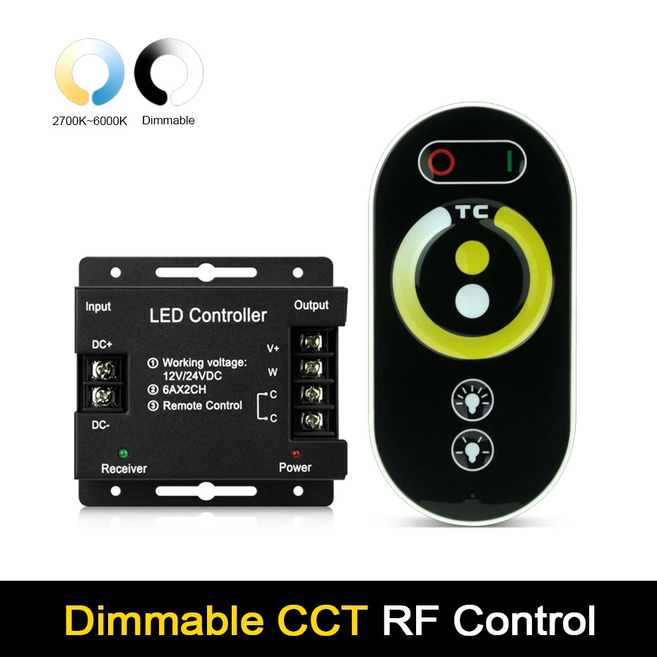 CCT RF Controller Сенсорный Пульт Дистанционного Управления CCT COB Strip Dimmer для 12V/24V CCT WW/CW Одноцветной Светодиодной ленты Light