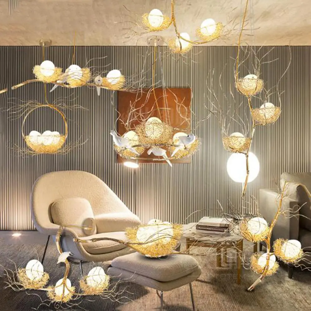Потолочная люстра Led Bird Nest для гостиной, кухонный остров, восточная лампа, промышленные Винтажные подвесные светильники в стиле лофт с птицами