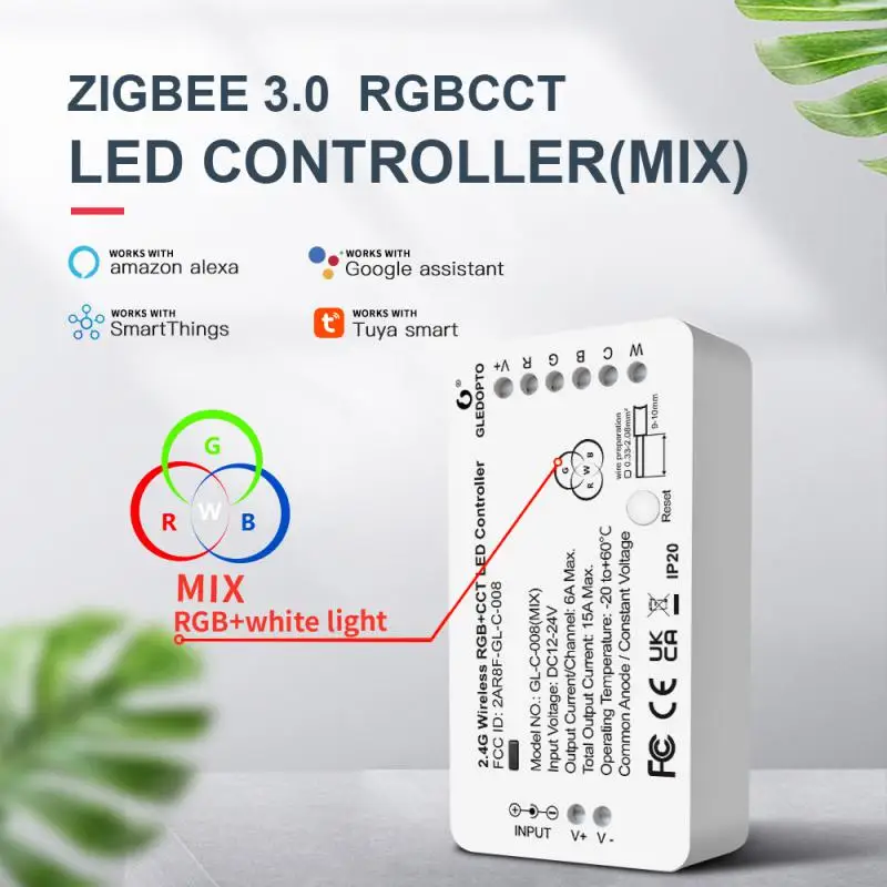 1 ~ 5ШТ ZigBee3.0 Контроллер Светодиодной ленты RGBCCT RGB White Light Mix Blend Домашний Alexa Tuya SmartThings App RF Пульт Дистанционного Управления