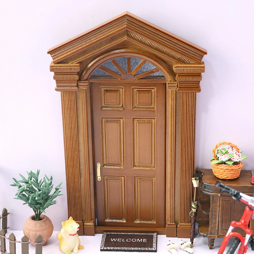 Миниатюрный кукольный домик с деревянной дверью, мини-деревянная дверная мебель, Винтажная Дверная статуэтка, Миниатюрный Мебельный режим, Сказочный Дверной сад