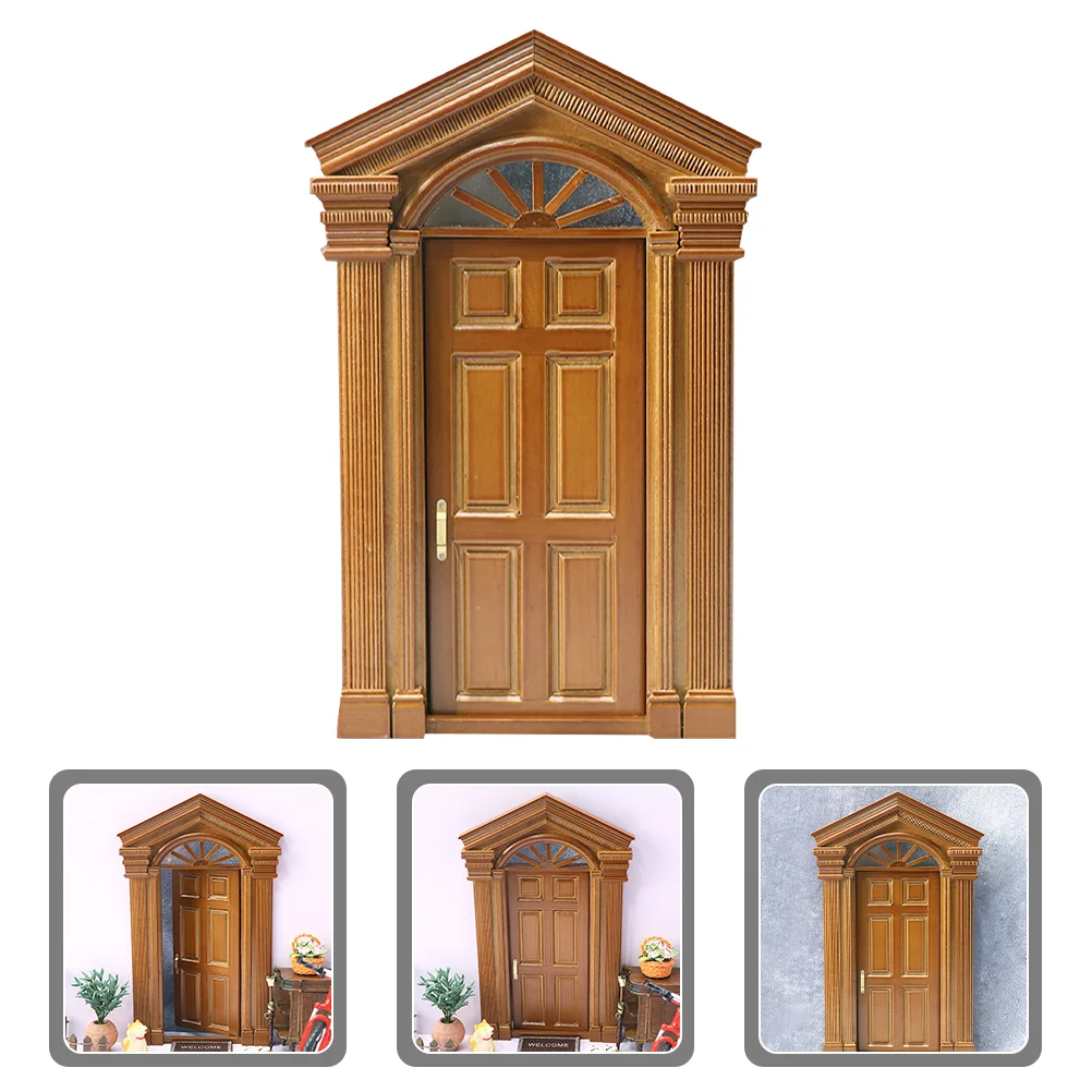 Миниатюрный кукольный домик с деревянной дверью, мини-деревянная дверная мебель, Винтажная Дверная статуэтка, Миниатюрный Мебельный режим, Сказочный Дверной сад