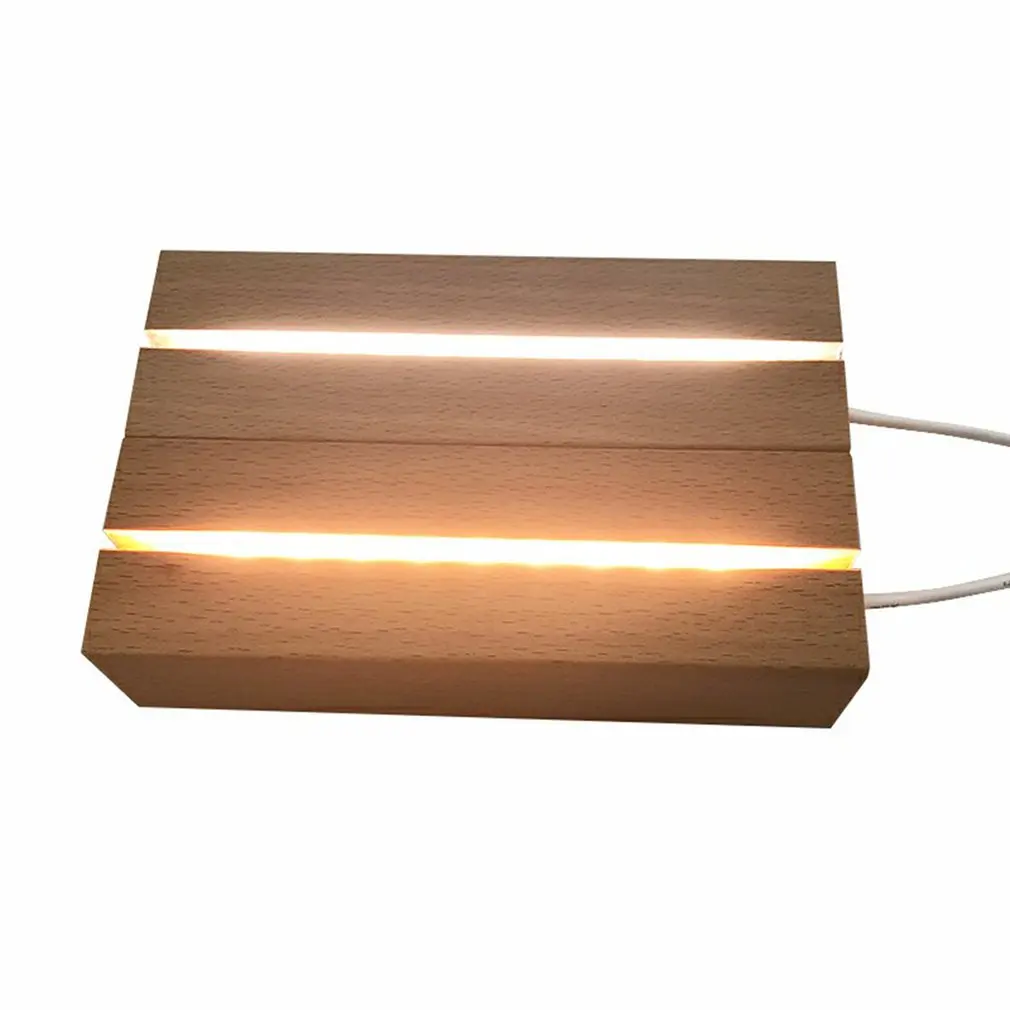 Деревянное основание светодиодной лампы из буковой ленты, USB-кабель, переключатель, Ночник, 3D Основание светодиодной ночной лампы, Длинное Акриловое Деревянное основание лампы 