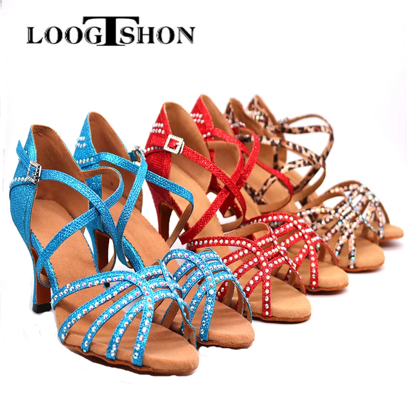 Красные туфли для латиноамериканских танцев Loogtshon, туфли для латиноамериканских танцев, туфли для латиноамериканских танцев, женские танцевальные туфли на каблуке 5,5 см, женская спортивная обувь