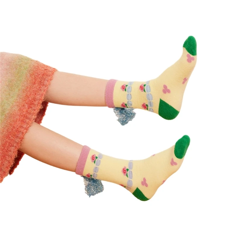 Женские пушистые носки Зимние теплые мультяшные Мягкие домашние тапочки для сна P8DB