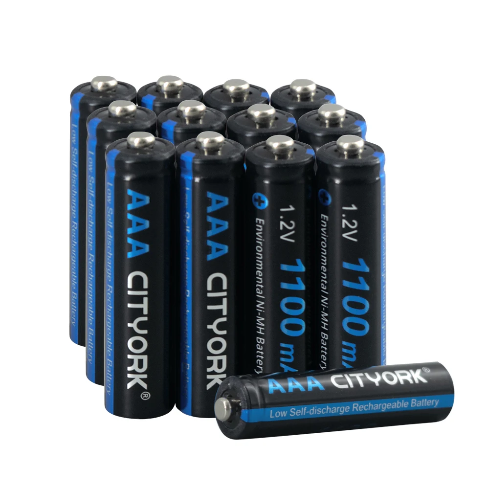 CITYORK 8-24 шт батарейка типа ААА 1,2 В никель-металлогидридные аккумуляторы типа ААА 1100 мАч 3А для фонарика, мыши + ЖК-USB зарядное устройство