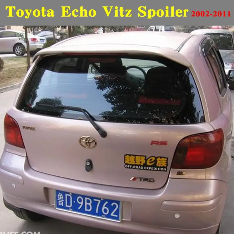 Материал ABS Грунтовка заднего крыла автомобиля из углеродного волокна Внешний вид Глянцевый черный неокрашенный задний спойлер для Toyota Echo Vitz 2002-2011