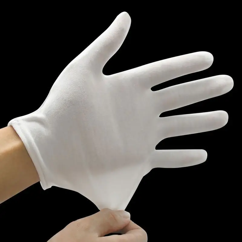 12 пар/пакет, 1 упаковка, белые хлопчатобумажные перчатки для работы с пленкой сухими руками, перчатки для церемониального осмотра, церемониальные перчатки.