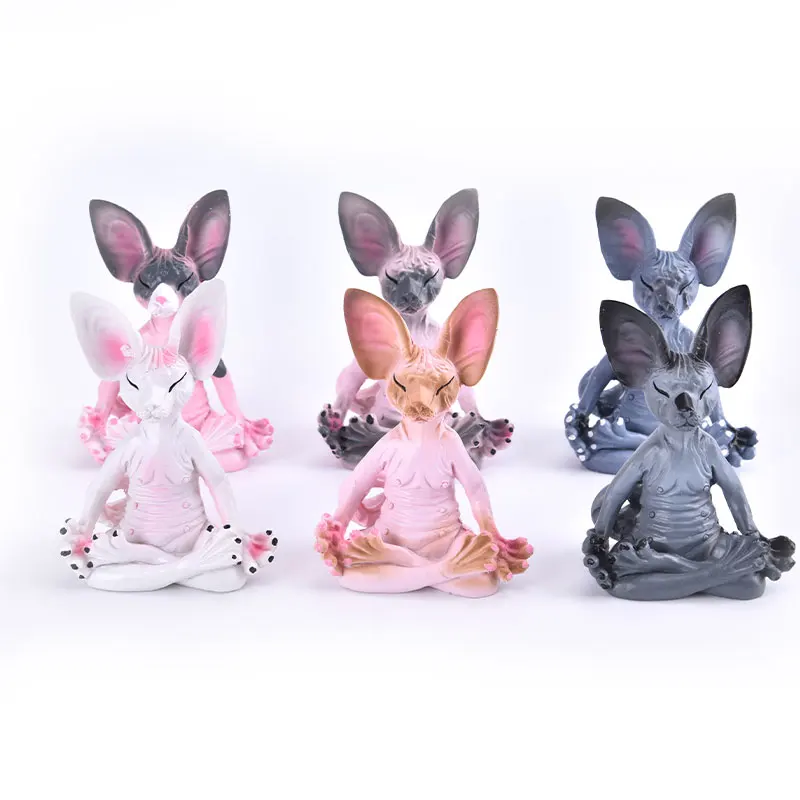 Коллекционные фигурки для медитации кошек, Миниатюрный декор ручной работы, Фигурки животных, Игрушки