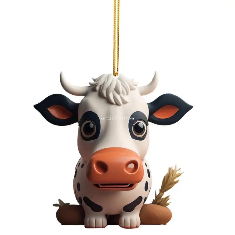 Яркая мультяшная корова, 3D декоративная подвеска в виде автомобиля, привлекательный домашний орнамент на дереве, тонкая работа, очаровательный и причудливый челнок