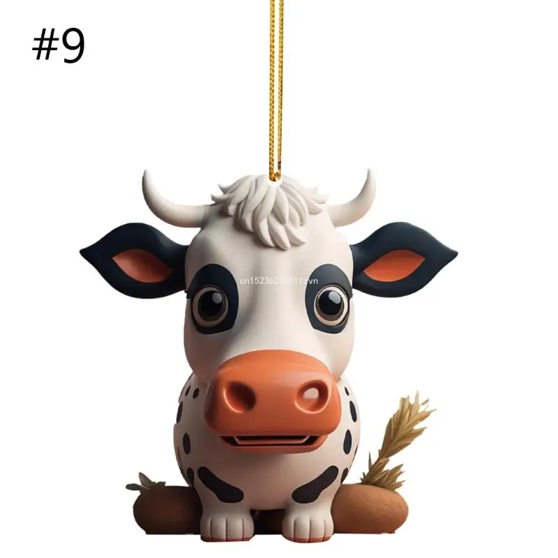 Яркая мультяшная корова, 3D декоративная подвеска в виде автомобиля, привлекательный домашний орнамент на дереве, тонкая работа, очаровательный и причудливый челнок