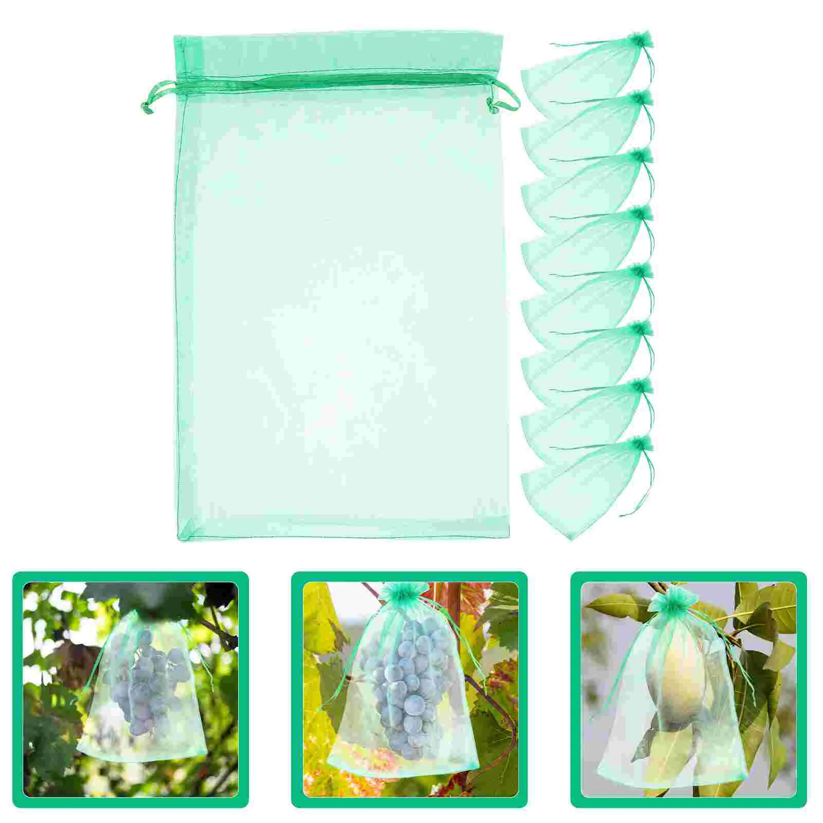 50 шт, сетчатая сумка для защиты от вредителей, Солнцезащитные пакеты для фруктов, клубники, растений, устойчивых к насекомым, на завязках, мешочек для винограда