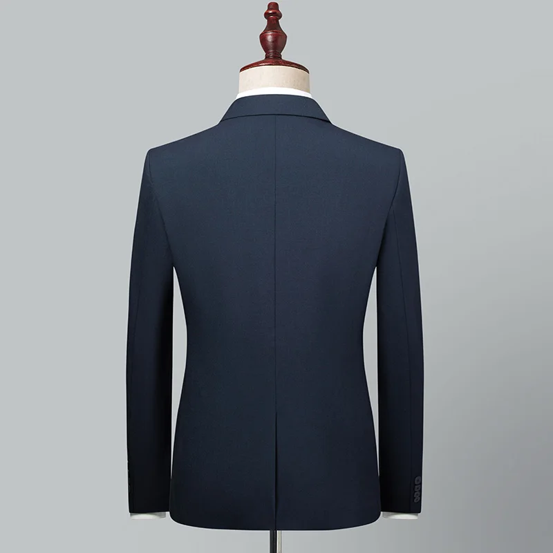 Новинка (блейзер + брюки), мужская модная одежда делового джентльмена, однотонный простой элегантный свадебный повседневный костюм, 2 комплекта