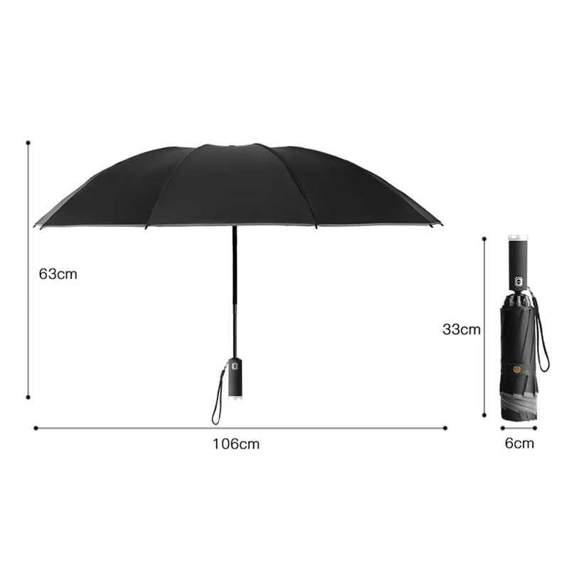 Зонты с обратной полосой, автоматический тепловой фонарик, зонтик для полной изоляции, большой зонт, отражающий дождь и солнце.