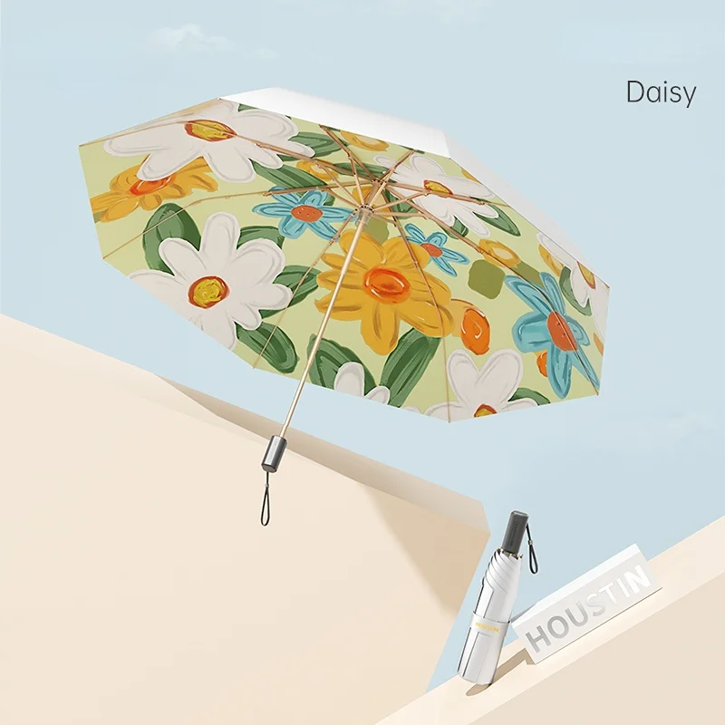 Зонтик С цветочным узором, милая Мини-защита от ультрафиолета, Кавайные Прочные солнцезащитные козырьки, складной Солнцезащитный крем для фотосъемки, Предметы первой необходимости