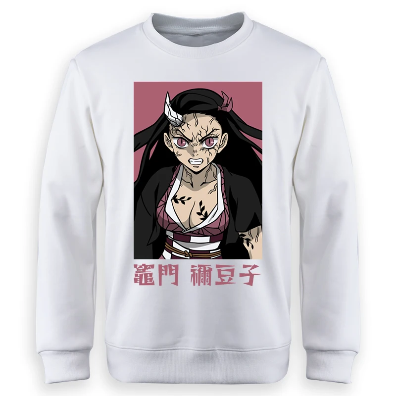 Demon Slayer Мужские японские аниме толстовки Tanjirou Manga Kimetsu Графический свитер с капюшоном Повседневная спортивная одежда с круглым вырезом
