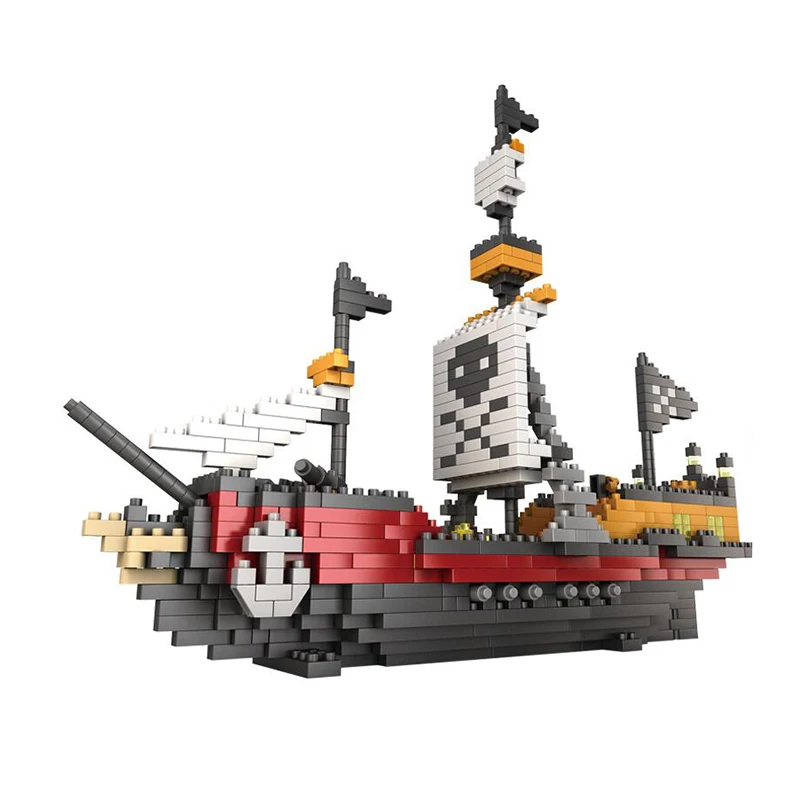 3D Модель DIY Алмазные Блоки Кирпичи Здание Карибский Пиратский Корабль Череп Флаг Лодка Игрушка для Детей