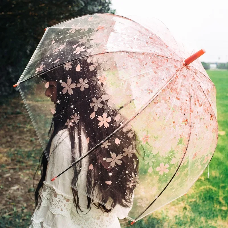 Зонт с лепестками, длинная ручка, девушка-богиня искусства, Карамельный цвет, Маленький Свежий Apollo Princess, Прозрачный зонт, Umbrella Academy Mini