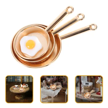1 Комплект Миниатюрных Горшочков, украшений, мини-посуды, мини-модели для сцены с яичницей-глазуньей
