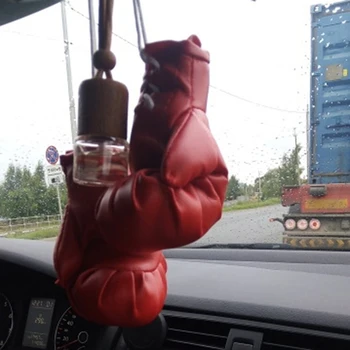 1 Пара автомобильных боксерских перчаток, подвесной зеркальный кожаный кулон в салоне автомобиля, сделай сам