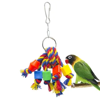 1 шт. Маленькая игрушка для попугая, игрушка для домашних птиц, цветная хлопчатобумажная веревка, пластиковые бусины, нитка для грызения