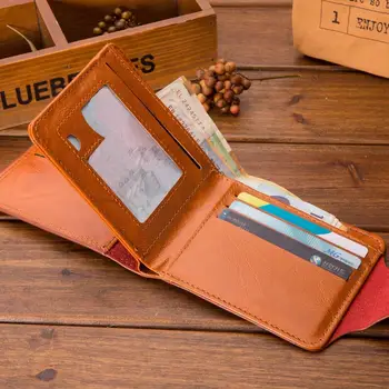 100% высококачественный совершенно новый карманный кошелек Коричневый Pu кошелек двойного сложения, фото-кошельки для кредитных карт, мини-кошелек