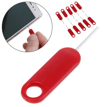 10шт Лоток для sim-карт, инструмент для извлечения Pin-ключа, игла из нержавеющей стали для iPhone iPad Samsung для Huawei Xiaomi красного цвета
