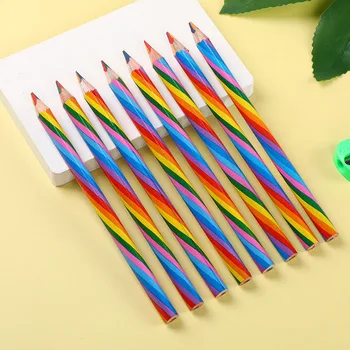 20 штук милых радужных карандашей 4 цвета с одинаковым сердечником, подарочные цветные карандаши для рисования для детей