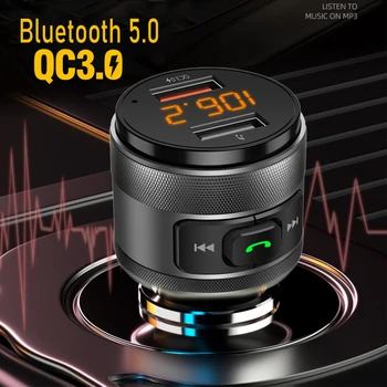 2021 Bluetooth 5,0 FM-передатчик Автомобильный Стерео Авто QC3.0 Зарядное Устройство Радио Беспроводной Громкой Связи MP3-Плеер Двойной USB U-Дисковый Плеер