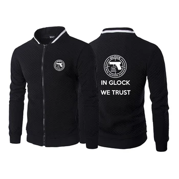 2023 Glock Handgun Логотип США На заказ Мужские толстовки Куртка Осень с длинным рукавом Повседневный спортивный кардиган на молнии Пальто пуловер Толстовка