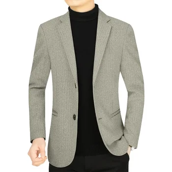 2023 Весенне-осенний новый мужской костюм среднего возраста, деловой повседневный папин цельный пиджак для среднего возраста и пожилых людей