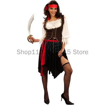 2023 Средневековые Пираты Карибского Моря Косплей Костюмы для женщин Женщина Женщина Мужчины Взрослый Хэллоуин Мужской Костюм Капитана Джека Воробья